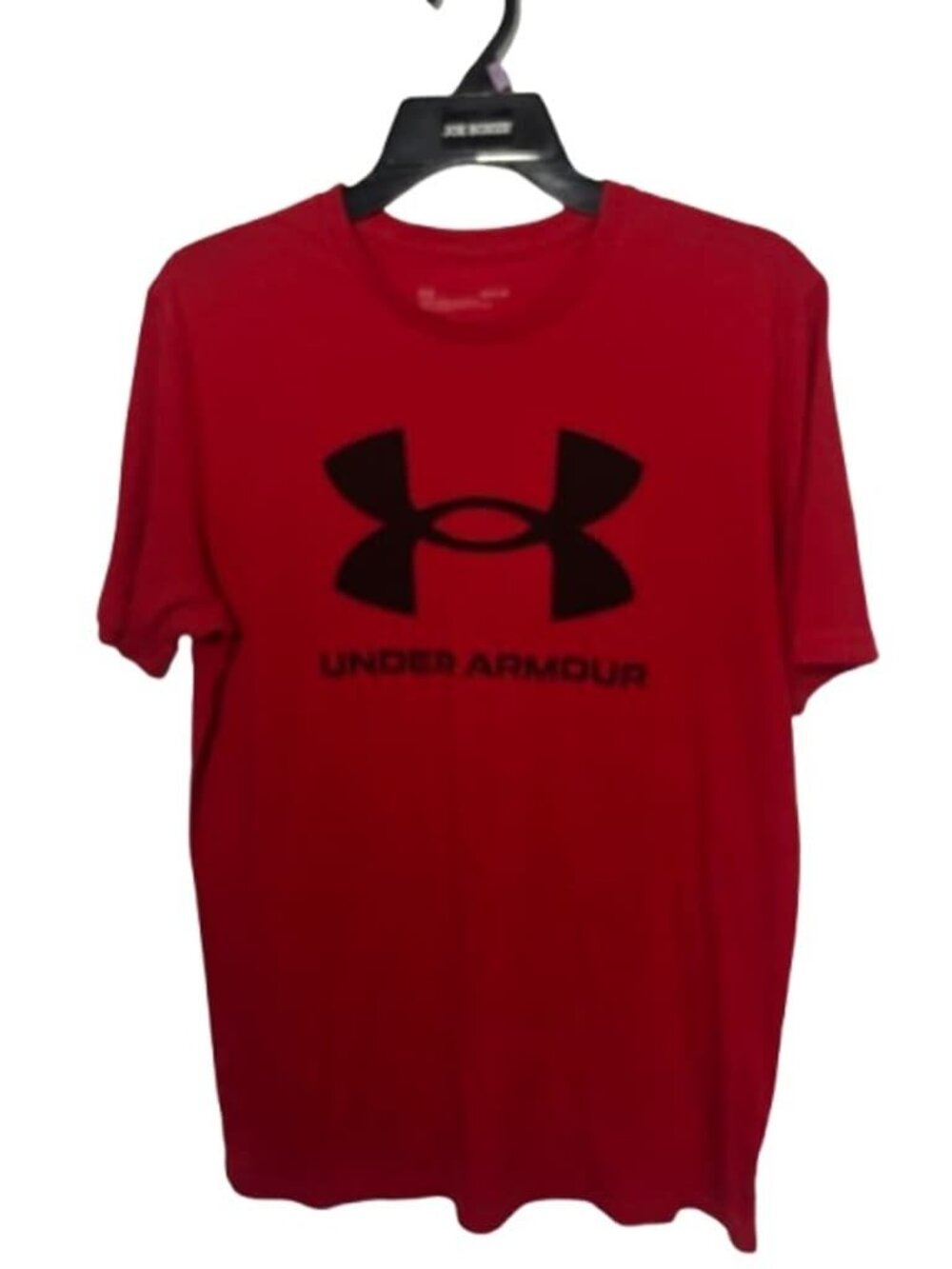 Under Armour Red Short-Sleeve Logo Tee with Black Print Medium